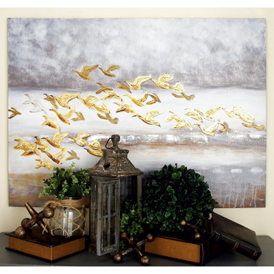 Toile dorée, art mural encadré argenté