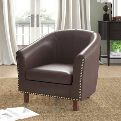 Faux Leather Barrel Chair
