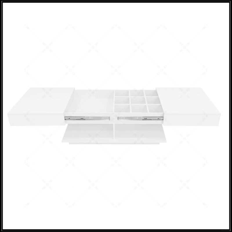 Table basse à rallonge de 41,3 po à 76,7 po, Blanc