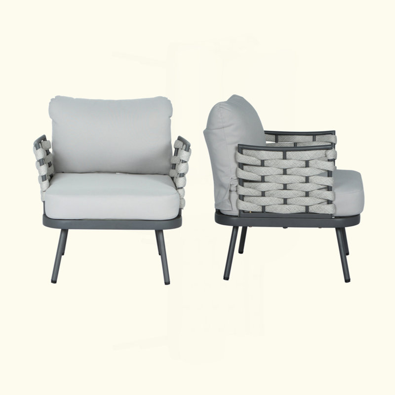 Ensemble de 2 fauteuils club Mariano, Gris, Gris