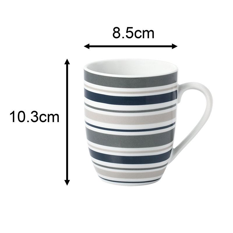 Waterside 24pc Brompton Grey Striped Porcelain Dinner Set