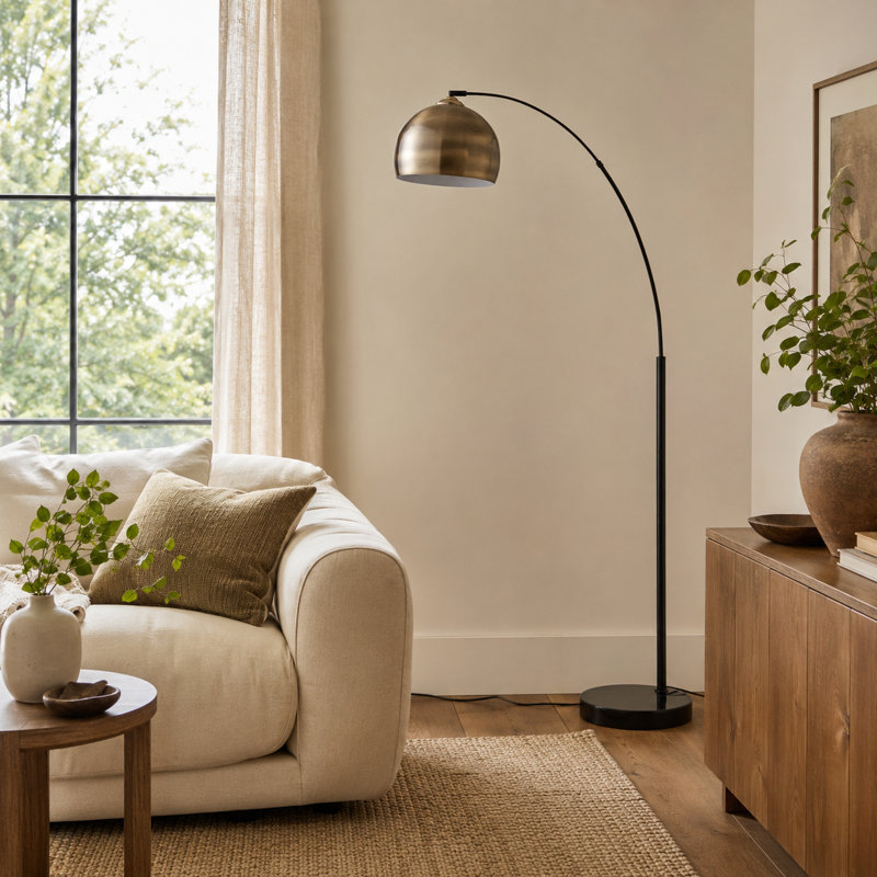Hartfield 173cm Arched Floor Lamp, Brass
