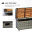 Outsunny Patio Wicker Storage Bench, Outdoor PE Rattan Patio Furniture, Air Strut Assisted Easy Open, 2-in-1 Large Capacity Rectangle Basket Box with Handles & Wooden Seat, Mixed Grey-70319446