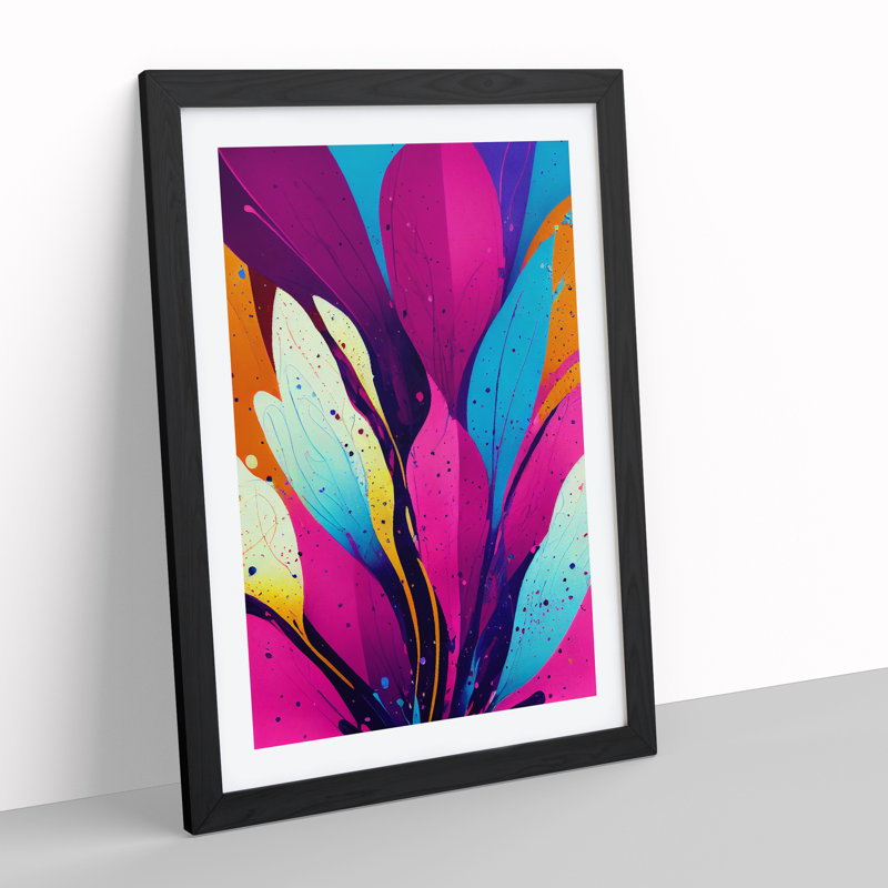 Splattered Flower No.1 Abstract - Framed Print, Black Framed, 64cm H x 46cm W x 2cm D