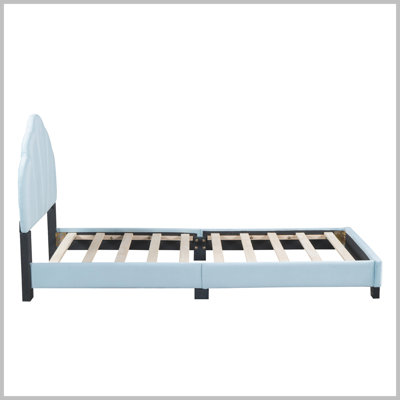 Modern Upholstered Velvet Platform Bed with Shell-Shaped Headboard -  Rosdorf Park, E402E3AC4A964BF895F1466E01EB8D25