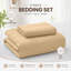 Ensemble de couvre-lit en microfibre gaufrée en lin avec taies d'oreiller, literie matelassée réversible et respirante pour un confort tout au long de l'année-133961987-133961989