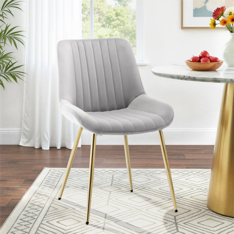 Chaise d'appoint rembourrée en velours Alannah, gris