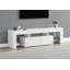 Console multimédia télé, 63 pouces, verre, 2 tiroirs, blanc