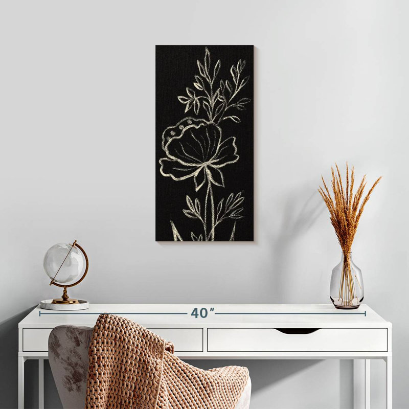 Black Floral, 24" H x 12" W
