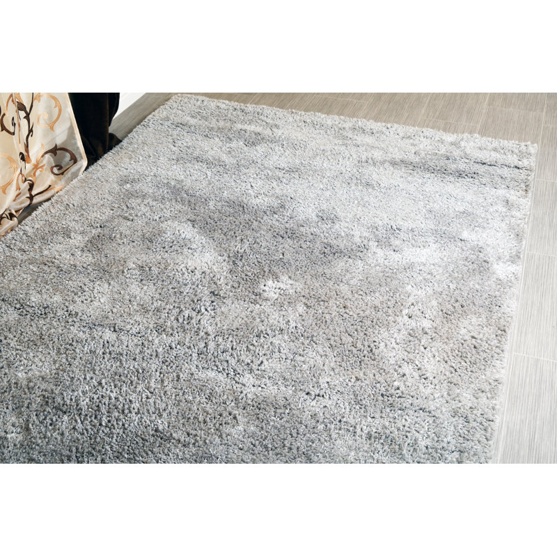 Tapis poils longs zone grise fait main Shiflett