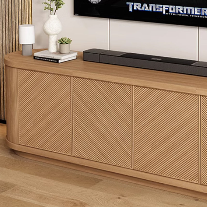 Meuble télé minimaliste en bois massif de style rétro, Burlywood, 70.86"