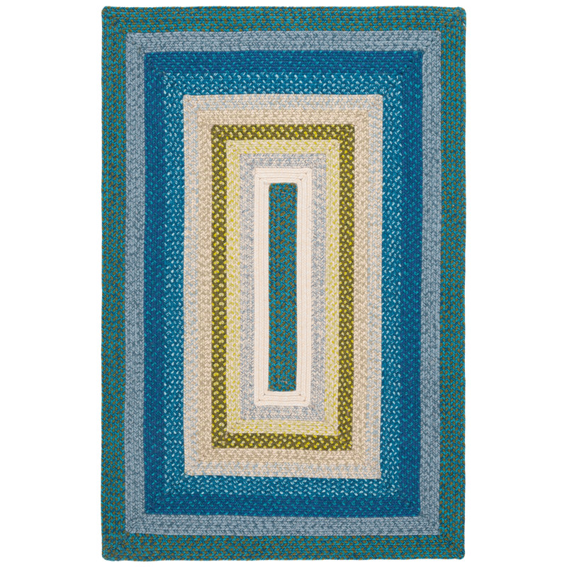 Braided 323 Area Indoor/Outdoor Area Rug In Navy / Green, Oval 3' x 5'