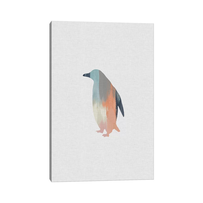 Pastel Penguin - Wrapped Canvas Painting, 30.48cm H x 20.32cm W x 1.91cm D