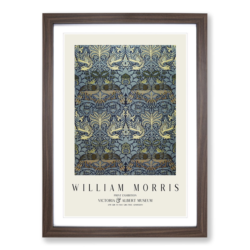 Peacock and Dragon by William Morris - Framed Print, Walnut, 65cm H x 48cm W x 2cm D