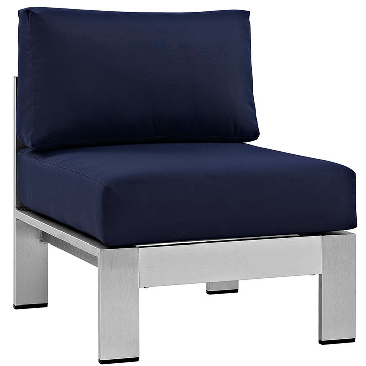 Ensemble de canapé modulaire d'extérieur en aluminium 6 pièces Shore, Bleu marine Sunbrella®