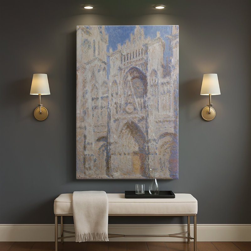 Cathédrale de Rouen: Le portail (soleil) - Toile tendue avec châssis par Claude Monet, 40 po x 60 po