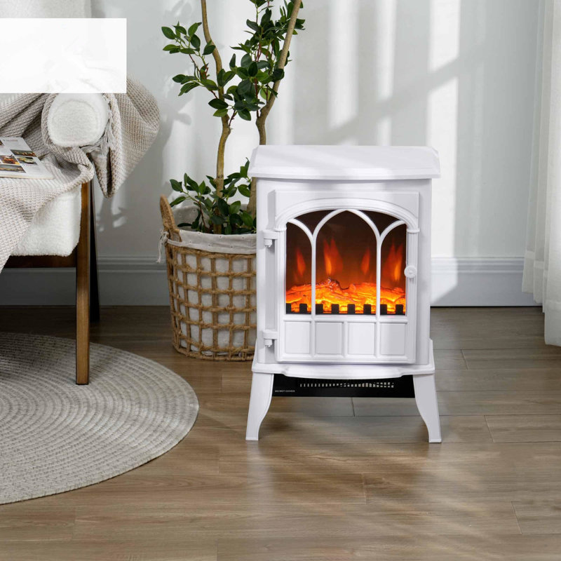 E Cairns 39cm W White Electric Fireplace with 2000 BTU