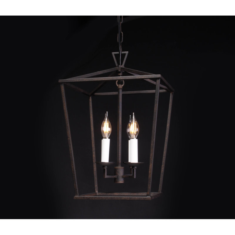 Luminaire suspendu géométrique 4 lumières lanternes Lamson, Noir