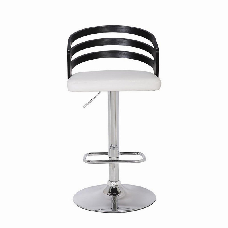Tabouret de bar pivotant à dossier moderne en bois avec coussin, Noir blanc
