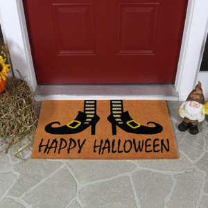 Wicked Witch Shoes "Happy Halloween" Coir Doormat 18" x 30"
