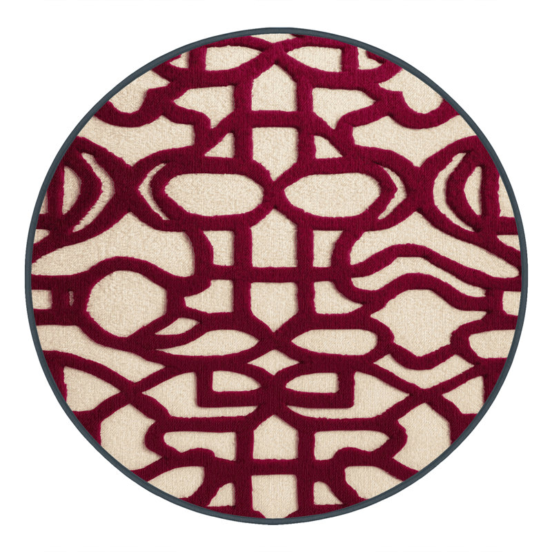 Machine Washable Trellis Red Area Rug, Round 3'