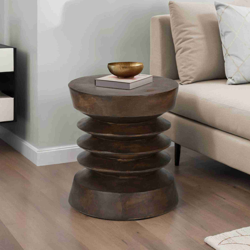 Table d'appoint moderne et ronde, Noyer