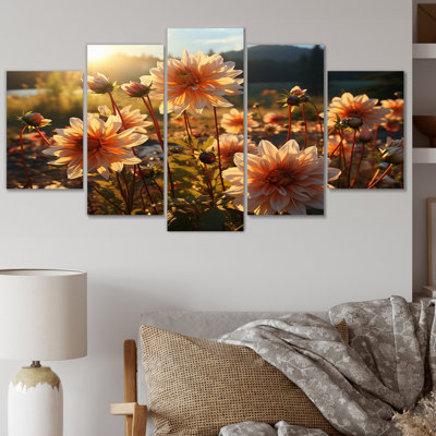«Daisies Field Sunrise II», ensemble d'art mural floral en métal