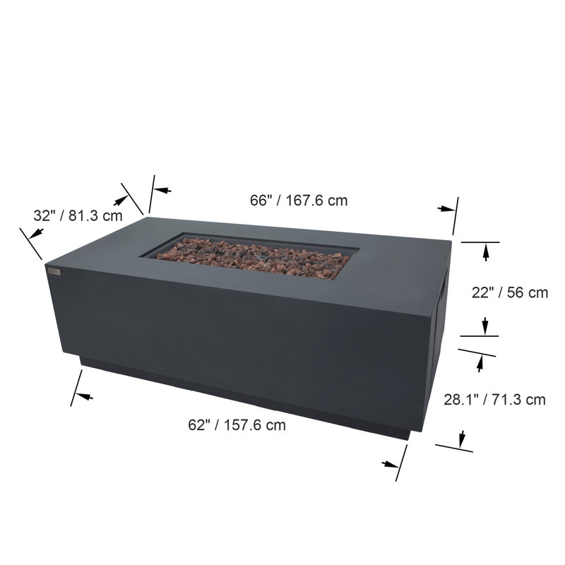 Sedona 66" Concrete Outdoor Fire Pit Table Bundle with Hideaway Propane Tank Holder Includes Wind Guard, Burner Pan Lid, and Cover