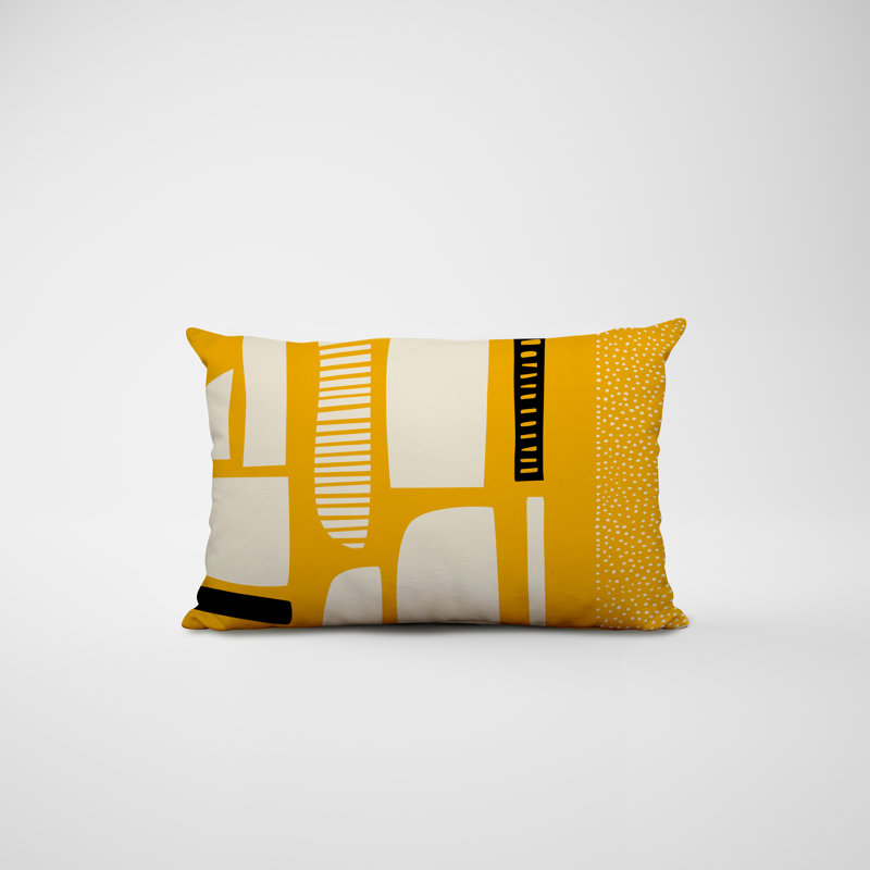 Housse et insert de coussin rectangulaire intérieur / extérieur en polyester / mélange de polyester Chamu, Jaune / Noir