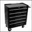 Coffre à outils 5 tiroirs, armoire de rangement pour outils pour le garage avec 4 roues et système de verrouillage, NOIR-130369871