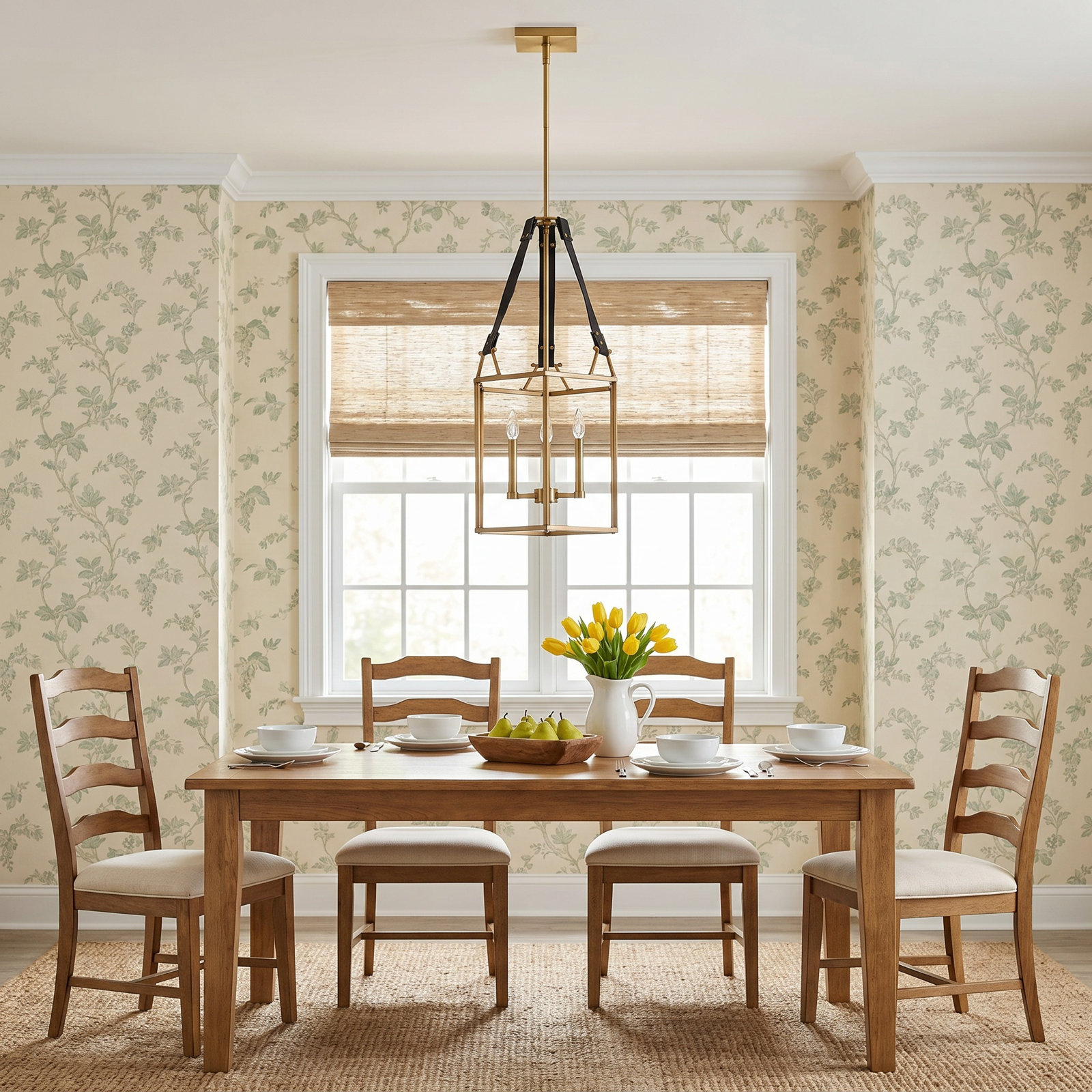 3 - Light Dimmable Lantern Chandelier, Heritage Brass/Black