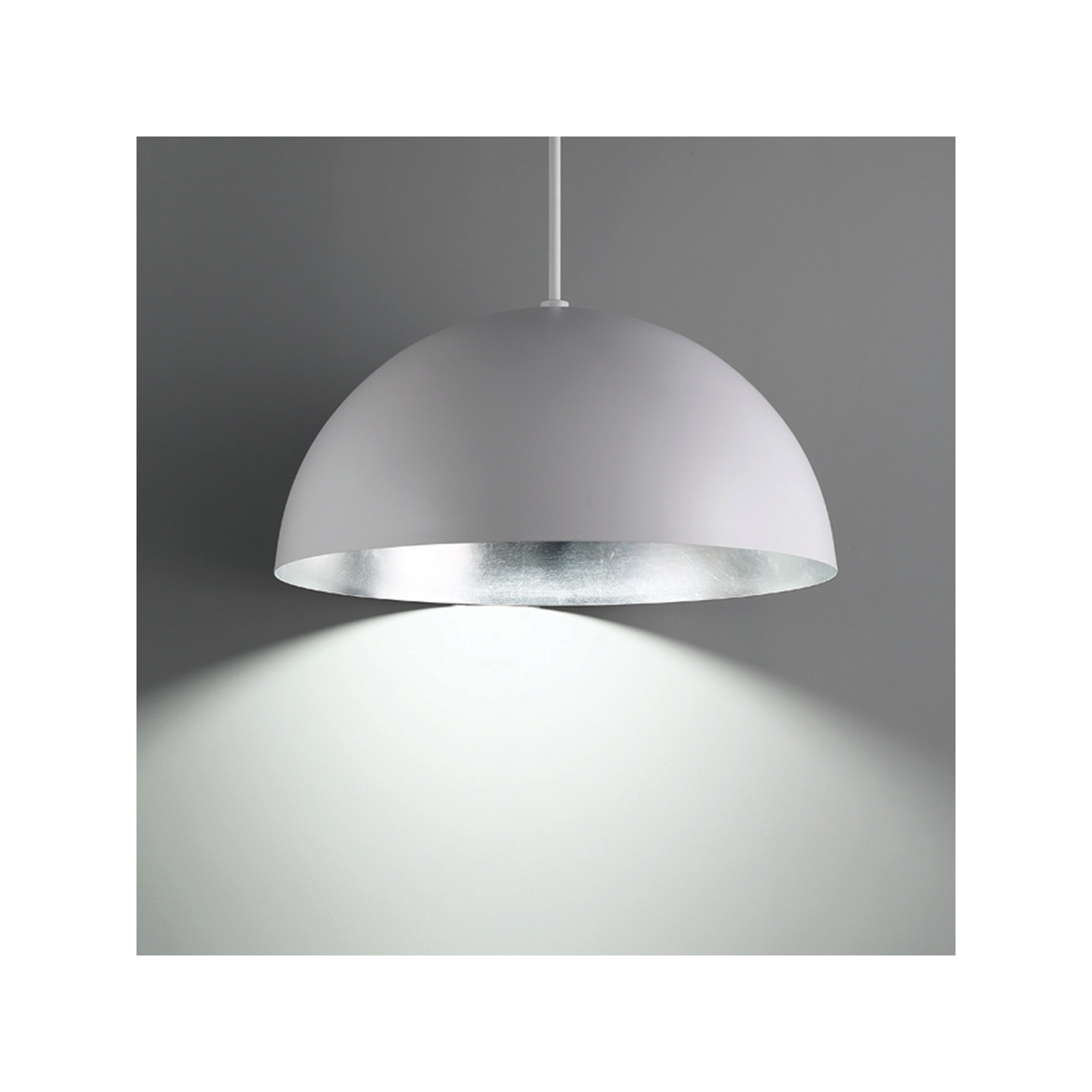 Yolo Single Light Metal Dimmable LED Pendant, Silver, 10.25" H x 19.63" W x 19.63" D