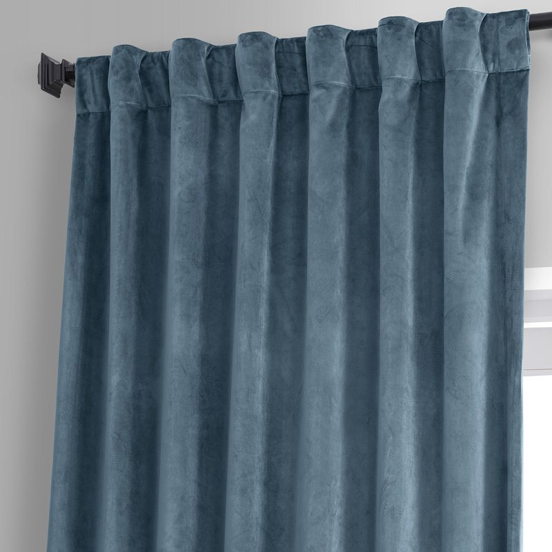 Loria Plush Velvet 100% Blackout Curtains For Bedroom, Living Room - Single Panel, 50" W x 108" L, Oxford Blue