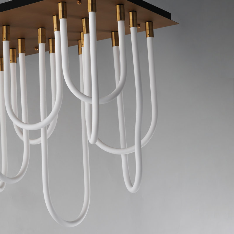 Soleil-Flush Mount Chandelier, Natural Aged Brass