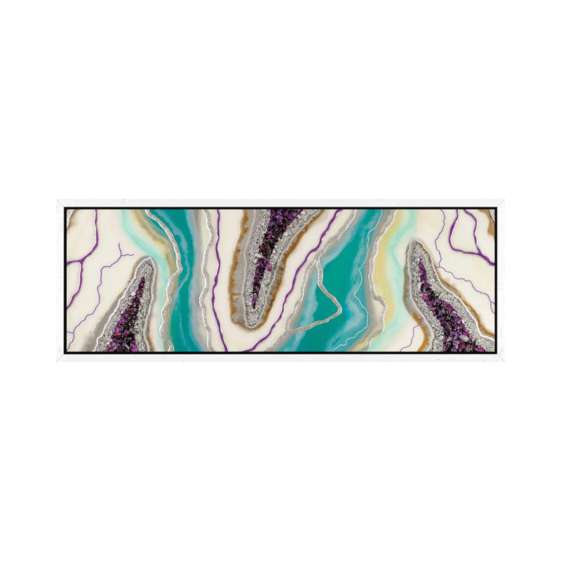 Agua Noche by Goga Studio - Panoramic Painting on Canvas, 121.92 cm H x 40.64 cm W, White Framed