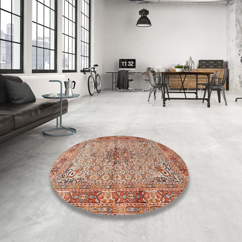 Tapis brun à motif oriental, Rond 4 pi