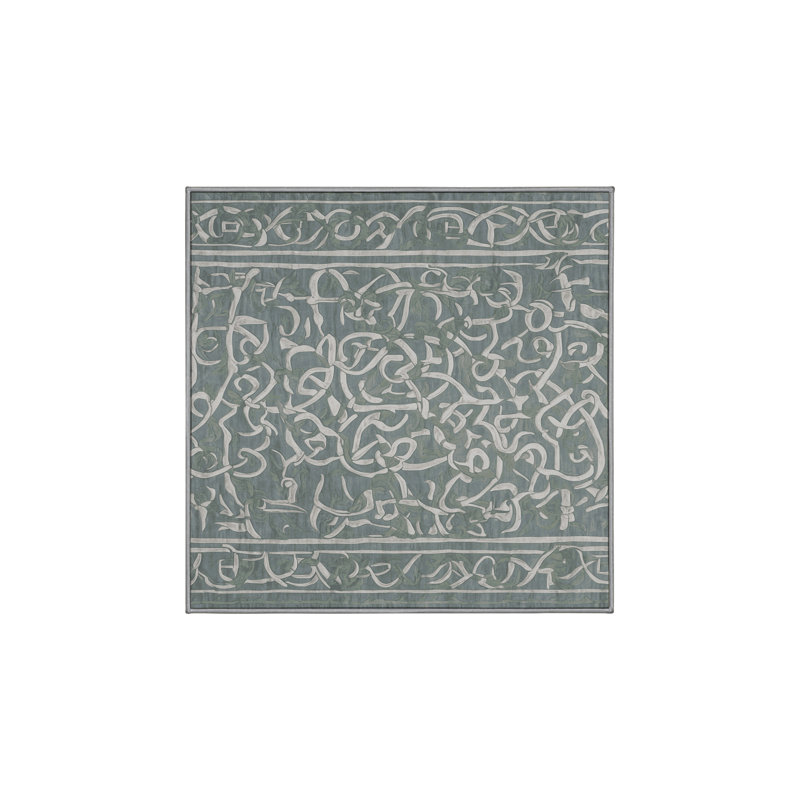 Machine Washable Gray Area Rug, Square 3'