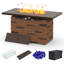 Table de foyer d'extérieur au gaz propane, foyer extérieur rectangulaire de 50 000 BTU avec pare-vent en verre, pierres en verre et couvercle-1750310827