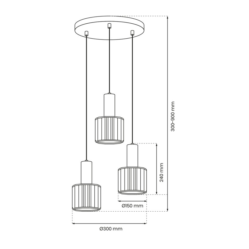 Cristal 3 - Light Black Cylinder Pendant