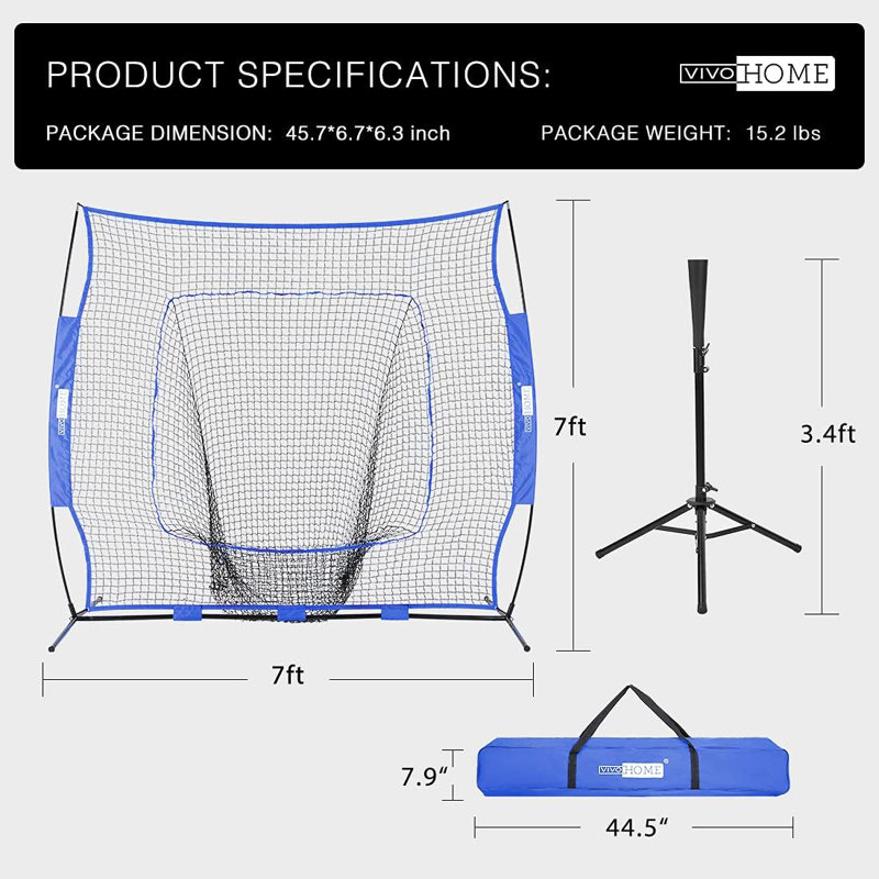 Baseball Softball Practise Goal Net with Carrying Case, Blue