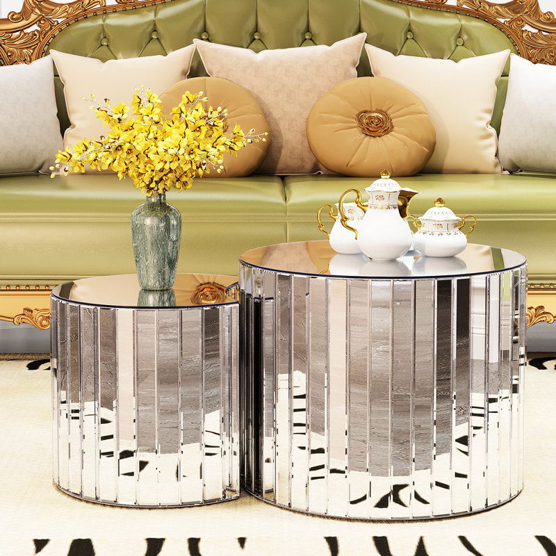 Luxury Mirror Coffee Table - Silver Modern Living Room Furniture Small Coffee Table Suitable For Modern Home Furniture Sofa Decoration (Only Including Table)