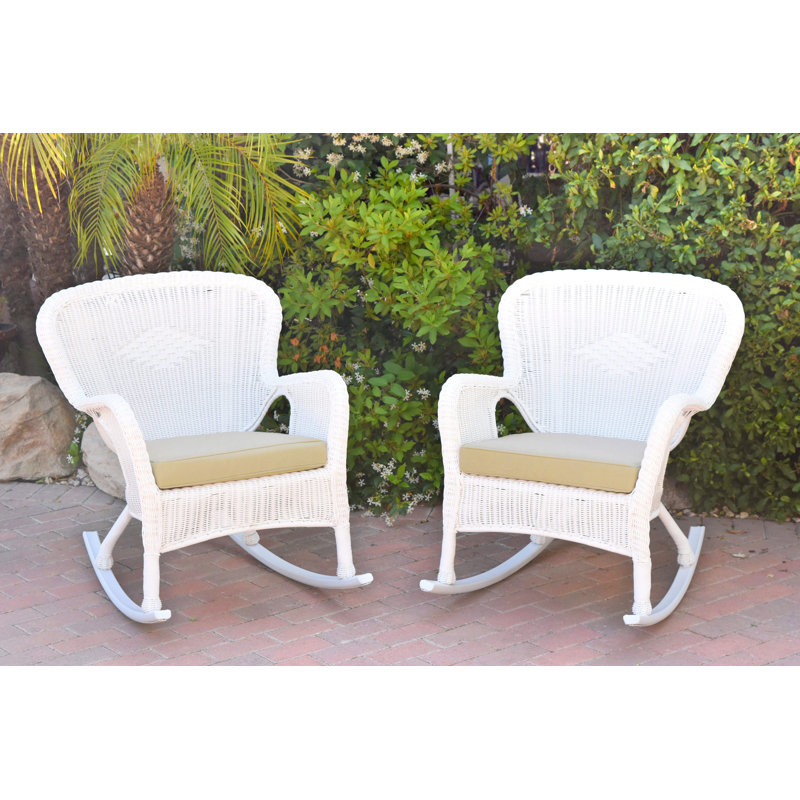 Chaise berçante Batchelder, Brun clair, Blanc