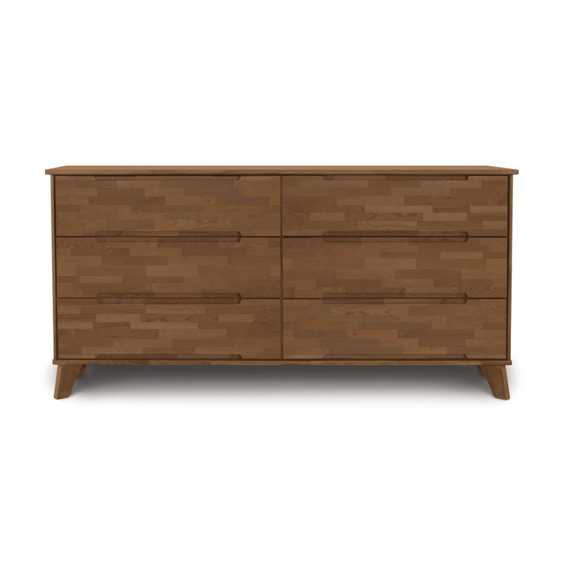 Linn 6 - Drawer Solid Wood Dresser, Saddle Cherry