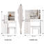 Petit meuble-lavabo 29,2 po avec tabouret de chevet gauche + tabouret rembourré, très grand miroir coulissant à droite, rangement multi-couches à grande capacité, commode pratique-1226800914