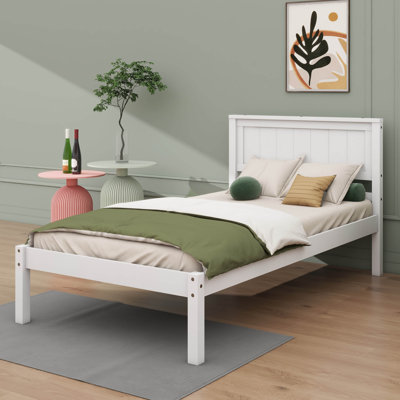 Platform Bed Frame With Headboard And Wooden Slat Support