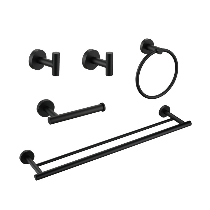 5 Piece Bathroom Towel Rack Set Wall Mount, Matte Black