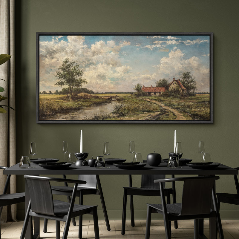 Impression sur toile encadrée Serene, H 30 po x l 60 po, Noir, noir, noir, noir