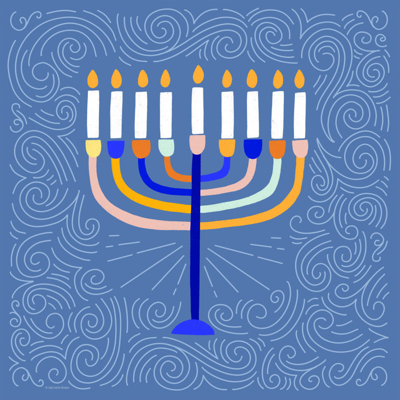 Halvar Deco Menorah - impression sur toile tendue, H 20 po x l 20 po