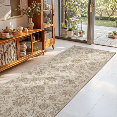 Geometric Floral Washable Non-Slip Area Rug