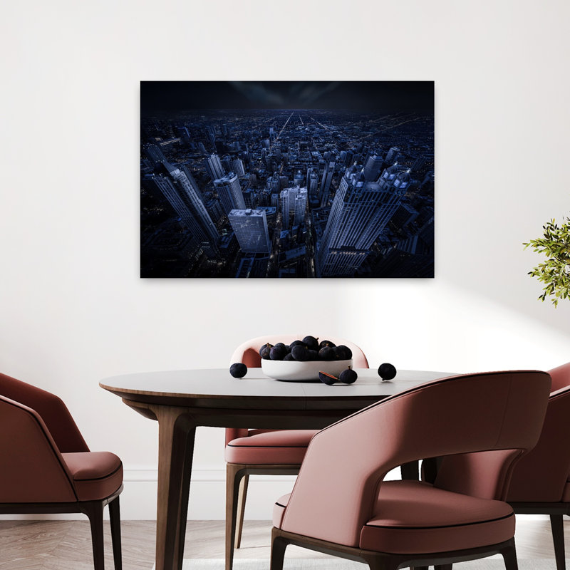 Chicago, heure bleue, architecture contemporaine, art mural, H 24 po x l 36 po